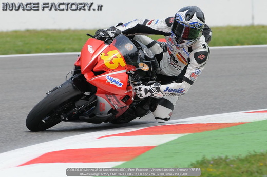 2009-05-09 Monza 3520 Superstock 600 - Free Practice - Vincent Lonbois - Yamaha YZF R6